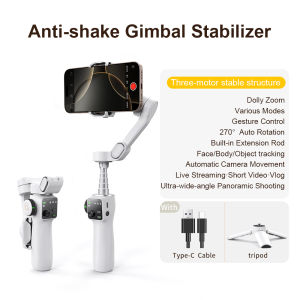 AOCHUAN Handheld Anti-shake Gimbal Stabilizer Travel Extended Selfie Stick Face Tracking Phone Stand for iPhone Android Shooting