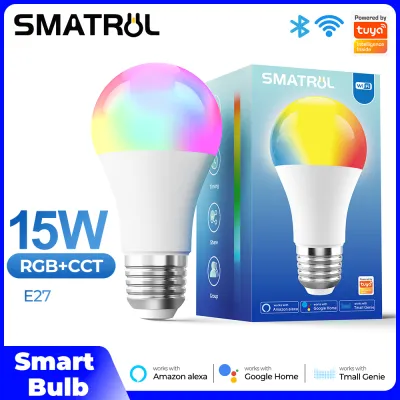 SMATRUL WiFi Bulb Smart Lamp E27 15W Wireless LED Light Bulb Home RGB+W Dimmable Color Change Work withiOS/Android For Google/Alexa/天猫精灵