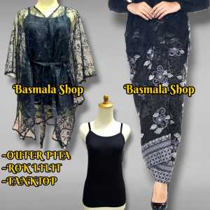 Baju Oneset Kondangan Wanita Kekinian Kebaya Modern Cape Outer Brukat Batwing Variasi Tali