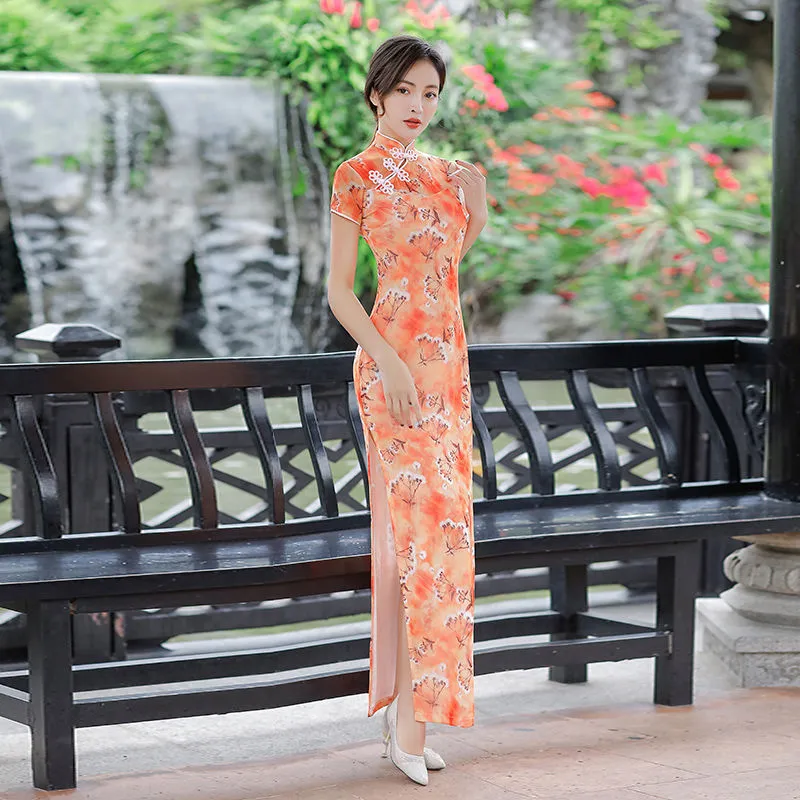 Orange cheongsam outlet