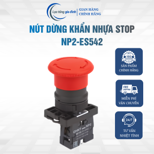 Nút dừng khẩn cấp STOP NP2-ES542 nhựa nút nhấn khẩn cấp đỏ cho tủ điện công nghiệp