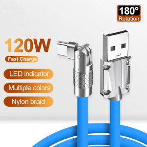 ✅100% Original Jcam 120W Metal Charging Cable 180° Rotation Fast Charging 6A Super Charge Micro Data Cable