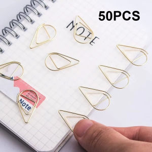 50PCS Gold Paper Clips Document Paper Clips Bookmark Creative Paper Clip Financial Ledger Wanzi Clip