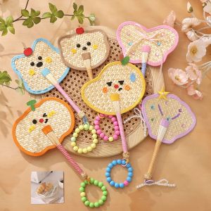 DENGJT Cute Pu Fan Colorful Handmade Banana Fan Bag Decoration Pendant Portable Bamboo Weaving Fan Summer