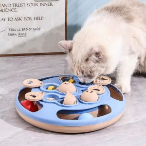 CYI47 Ball Track Smart Cat Puzzle Toy Turntable Design Feather Teaser Interactive Slow Feeder Fun Game Self-Play Pet Training Toy Mental Stimulation