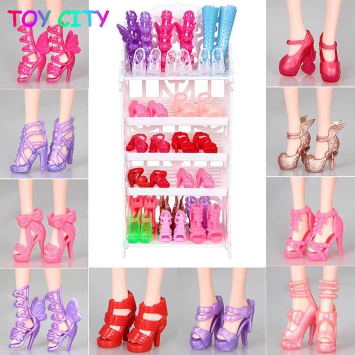4Pairs/lot Fashion High Heel Shoes for Barbie Doll Office Work Pumps Shoes  Sandals for Blythe
