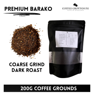 Coffee Grounds PH - Premium Barako 200g | Coarse Grind Coffee x Dark Roast | Organic Coffee in Resealable Pouch