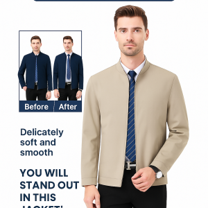 Stand Collar Business Jacket for Spring Autumn Men Stylish and Elegant Clean and Neat Design for Middle-aged Professionals