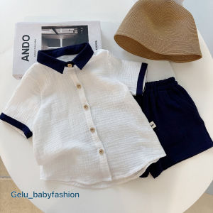 Set bộ sơ mi cho bé trai Gelu kids cổ bẻ chất liệu xô muslin mềm mát thấm hút mồ hôi B206