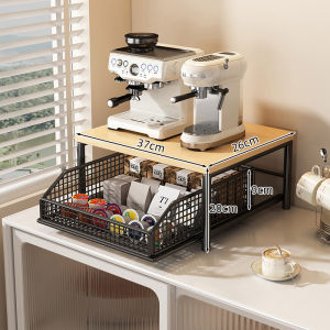Space Saving Microwave Stand Countertop Storage with Drawers Kitchen Organizer Multi-Functional Microwave Rack Toaster Oven