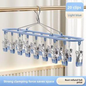 FUDESHE 20 Clip Capacity Clothes Drying Rack Unmarked Design Stainless Steel Sock Rack Space Saving Clothes Organizer Clothes Hanger Balcony Drying