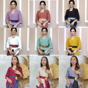 Setelan Kebaya Lonceng Airflow Kringkel Milan dan Bawahan Kamen Batik Stretch Free Selendang Kebaya Pengantin Pesta Wisuda Modern Bali