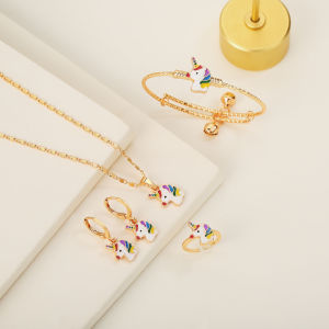 Y046 Aksesoris Anak Perempuan Kalung Anting Gelang Set Perhiasan Anak Hello Kitty Titanium Anti Karat