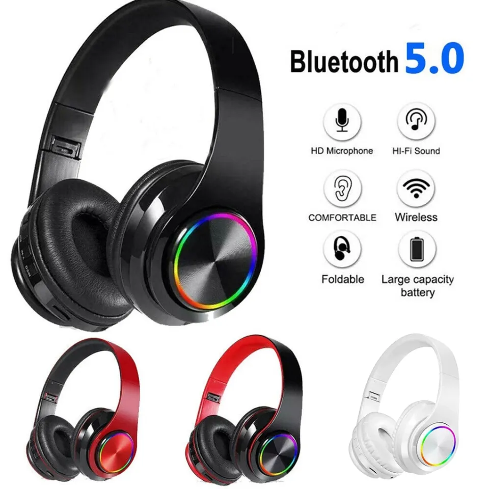 B39 LED Bluetooth V5.0 Headset Sports Headphone Subwoofer Wireless Stereo Support Card Earphone Plug in headset Lazada PH