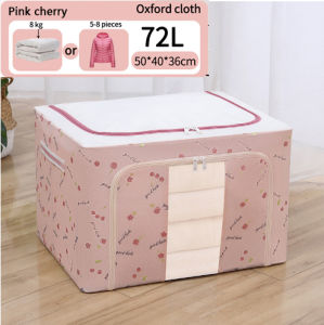 Folding Clothes Storage Cabinet Storage Box Durabox Box Clothes Storage Cabinet 72L 100L 150L Waterproof Oxford Cloth Material Foldable Quilt Steel Storage Wardrobe [Same Day Delivery]