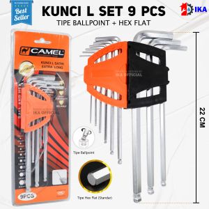 Kunci L Set Hexagonal Camel isi 9 Pcs / Kunci Bintang Satin Panjang Extra Long / Kunci Segienam