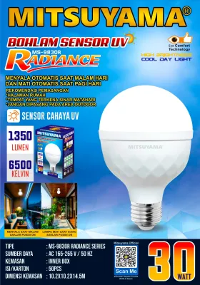 Bohlam Lampu MITSUYAMA Radiance Sensor UV | 40W-30W-12W-9W | Sensor Cahaya Otomatis | GARANSI 1TAHUN