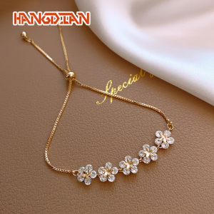 Hangdian hoa đá Zirconia Vòng đeo tay nữ trực tuyến INFLUENCER Vòng đeo tay phong cách Hàn Quốc Vòng đeo tay cá nhân hóa đơn giản đặc biệt quan tâm thiết kế