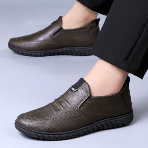 Mens Casual Business Shoes - Soft and Durable Non-Slip Flat Leather Black/Brown Boys Shoes