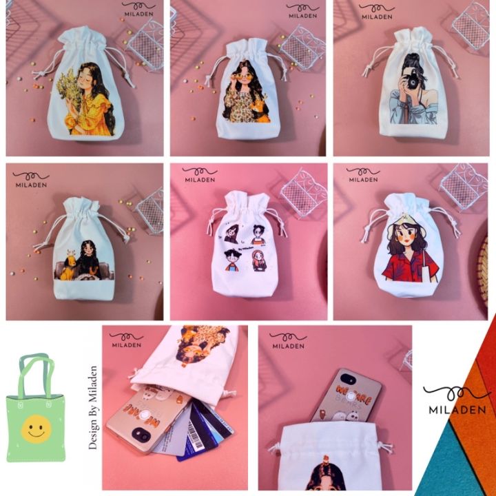 Túi Dây Rút Mini Vải Canvas, Đựng Đồ Dùng Cá Nhân Tiện Lợi, Chống Thấm ...