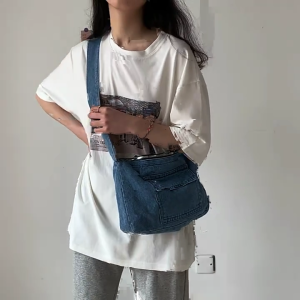 Denim Shoulder Bag for Women Teenagers Stylish Hobo Tote Bag Purse Bag All-matching Crossbody Bags Student Schoolbag