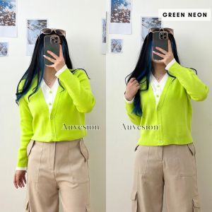 6038 Varisha Two Tones Long Sleeves Sweater Cardi Import Korean KoreanTop Atasan Wanita