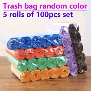 5Rolls /Set 100Pcs Disposable Garbage Bags Thickened / No Odor / Environmentally Friendly Heavy Duty