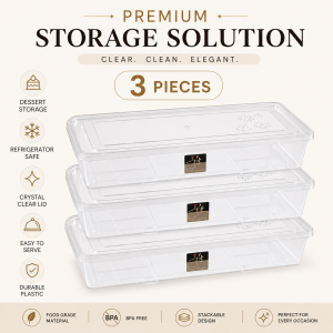 Clear Graham Cake Plastic Refrigerator Organizer with Cover Multipurpose Kitchen Cabinet Drawer Food Storage Container