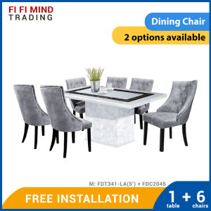 Abilius Marble Dining Table Set/ Dining Table 6 Seater/ Meja Makan 6 Kerusi/ Set Meja Makan Marble/ Meja Batu