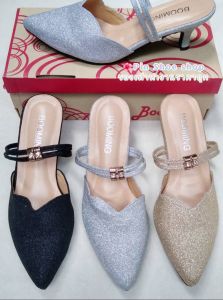 👑รองเท้าเพชรส้นสูง 2.5 นิ้ว Size 36-40 เปิดส้น ( แนะนำ +เพิ่ม 1 ไซส์ )