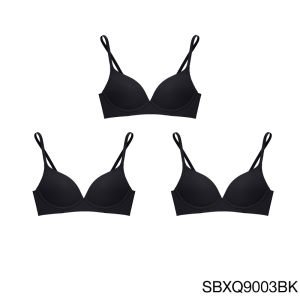 (Set 3pcs. ) Sabina Semi Padded Push Up Seamless Fit Wireless Bra SBXQ9002 Black