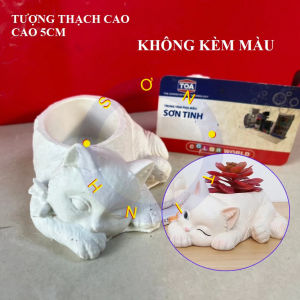 Tô Tượng Thạch Cao C4 cô gái che miệng Ống Bút sen đá trang trí hoa giấy dễ thươngTượng trắng