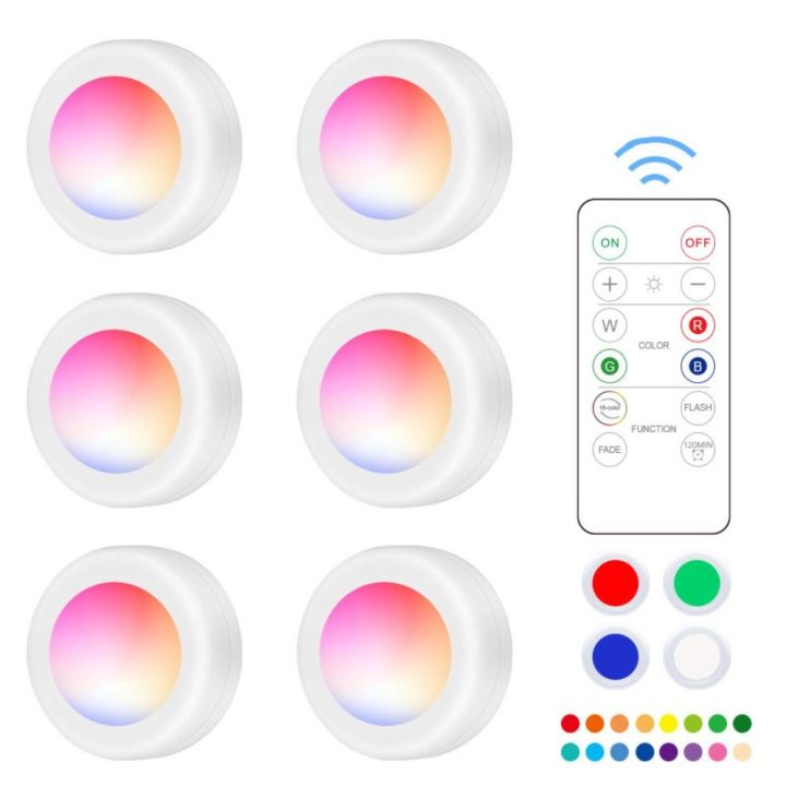 DFDSA Wireless LED Under Light RGB 16 Colors Dimmable Closet