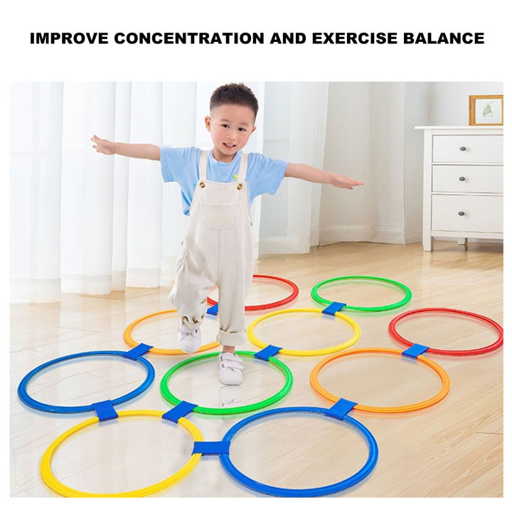 [Hot Sale] 10PCS Kids Exercise Hoops Jumping Hopscotch Game Rings For ...