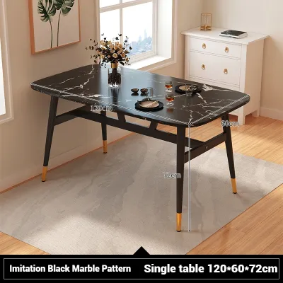 JIAJU Dining Table Imitation Marble MDF Board Home Nordic Light Luxury Style Square Table Dining Chair Set Business Negotiation Table