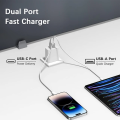 100% Original QC3.0 Fast Charger PD QC 3.0 Adapter And Cable Dual Port USB Type-C Wall Adapter. 