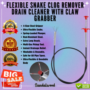 Best Seller FLEXIBLE DRAIN CLOG REMOVER & GRABBER TOOL KIT | Multi-Function Spring Claw Grabber | Telescopic & Flexible Drain Unblocker & Pipe Hair Clog Remover for Kitchen & Bathroom | Extra Long Bendable Drain Cleaner With Retractable 4-Claw Grabber