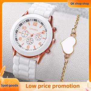 ✨QK shop✨ 5Pcs set Fashion Women Watch Round Dial Classic Watches Women Simple Clock& Jewelry Set For Female Gift