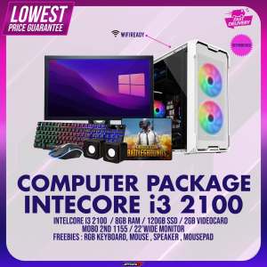 COMPUTER SET i3 2ND GEN 8GB RAM 120GB SSD 1GB GPU 22 WIDE MONITOR