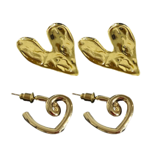 Concave Convex Earrings for Women Irregular Heart Alloy Ear Studs Earwear Elegant Accessories for Wedding Parties