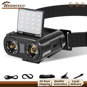 Waterproof Headlamp with Motion Sensor COB LED for Outdoor Night Activities and Camping