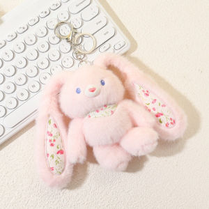 Pull Up Rabbit Plush Doll Key Chain Soft Stuffed Toys Plush Bunny with Pulling Ears Car Keychains Bag Pendant Kids Toy Gift