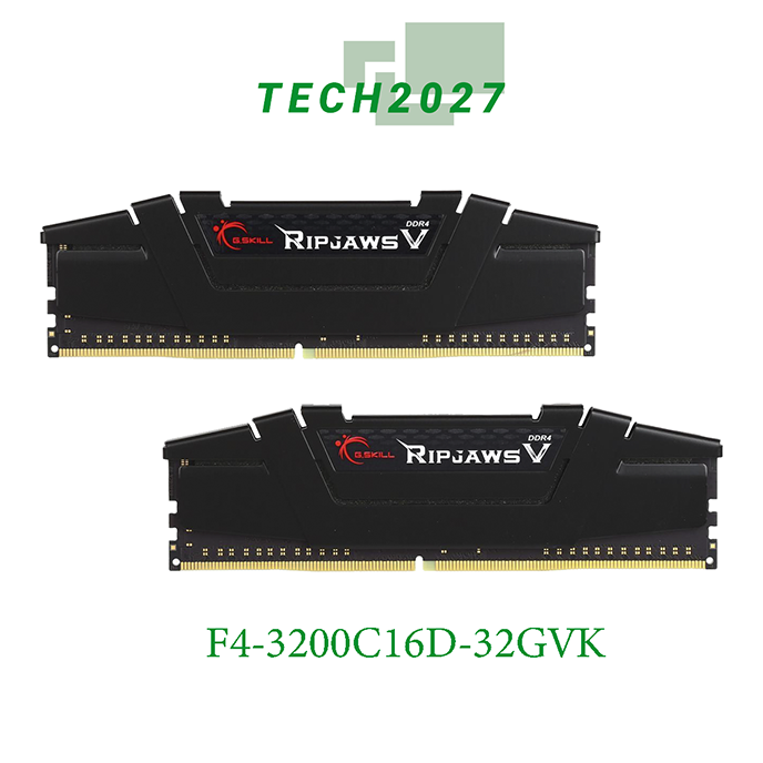 Ripjaws V Series 32GB (2x16GB) 3200Mhz BLACK DDR4 288-Pin PC RAM  (PC4 25600) Desktop Memory F4-3200C16D-32GVK