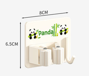 Móc treo cây lau nhà kẹp chổi inox màu trắng hình gấu trúc dễ thương dán tường dễ dàng