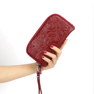 รอยัล Bagger หนังวัวแท้แฟชั่นใหม่ซิปคู่ดอกไม้ยาวกระเป๋าสตางค์กระเป๋าสำหรับผู้หญิงสาวร้อนสุด ความจุหรือ คลัทช์ กระเป๋าถือ หลายตำแหน่งกระเป๋าสตางค์ รวมถึงความสวยงามรวดเร็ว ราคาพิเศษ