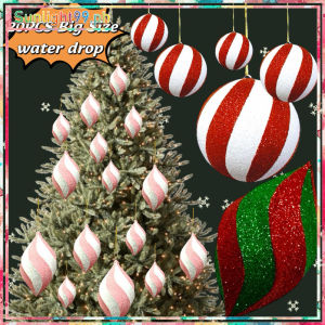 SUNLIGHT Big Christmas Balls & Water Drop Ornaments 8cm 10cm Twist Balls and 11cm Drop Design Two Tone Glitter Handmade in the Philippines Elegant Christmas Tree Decorations for Condo Home Office and Party