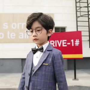 Bộ vest bé trai cao cấp cho bé đi tiệc TQB162 TQB163 gồm 3 chi tiết (áo ghile + áo vest + quần tây) tặng kèm nơ