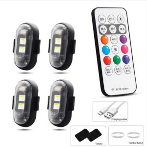 Tenda thai  ไฟแฟลช LED RGB สากล สำหรับรถจักรยานยนต์/จักรยาน/รถยนต์/การตั้งแคมป์ พร้อมตัวควบคุมและไฟสัญญาณ ไฟ LED แฟลชตำแหน่ง ไฟ