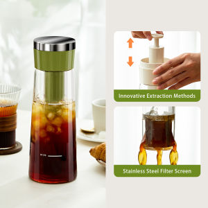 Vision เครื่องทำกาแฟฝรั่งเศสหม้อชงเย็นกาแฟขนาด750มล. ชงเย็นเหยือกกาแฟตัวกรองแบบกดสำหรับชงชากาแฟถ้วยสกัดเย็นถ้วยชงชาเดินทาง