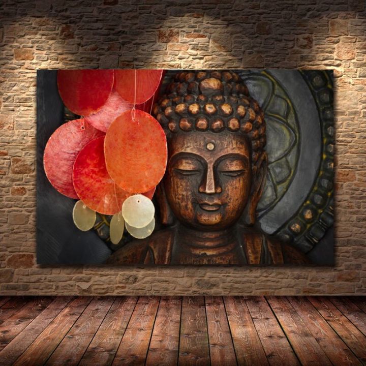 Vivid Buddha Face Canvas painting Wall painting Poster and Print Wall ...